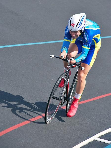 Damien Severi on his way to his French title in the kilometre timetrial.