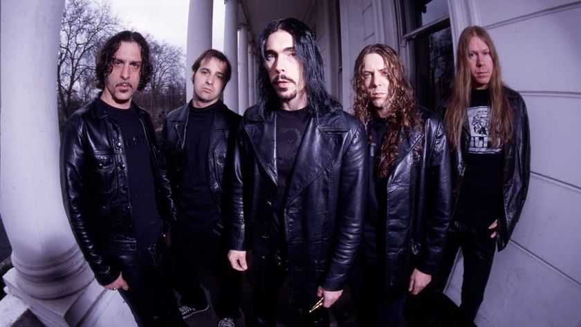 Monster Magnet posing on a porch