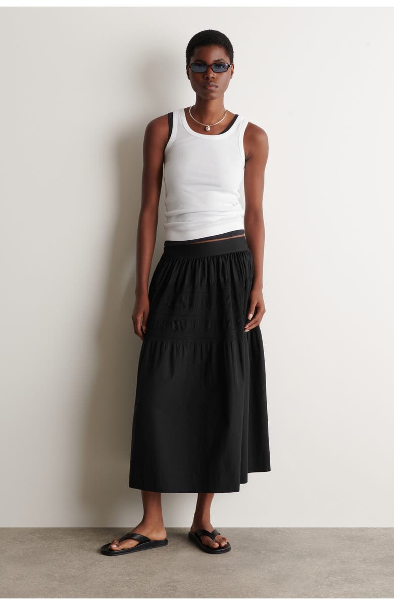 Tiered Gathered Midi Skirt