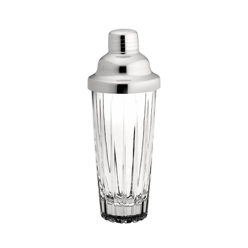 Crystal cocktail shaker with silver lid
