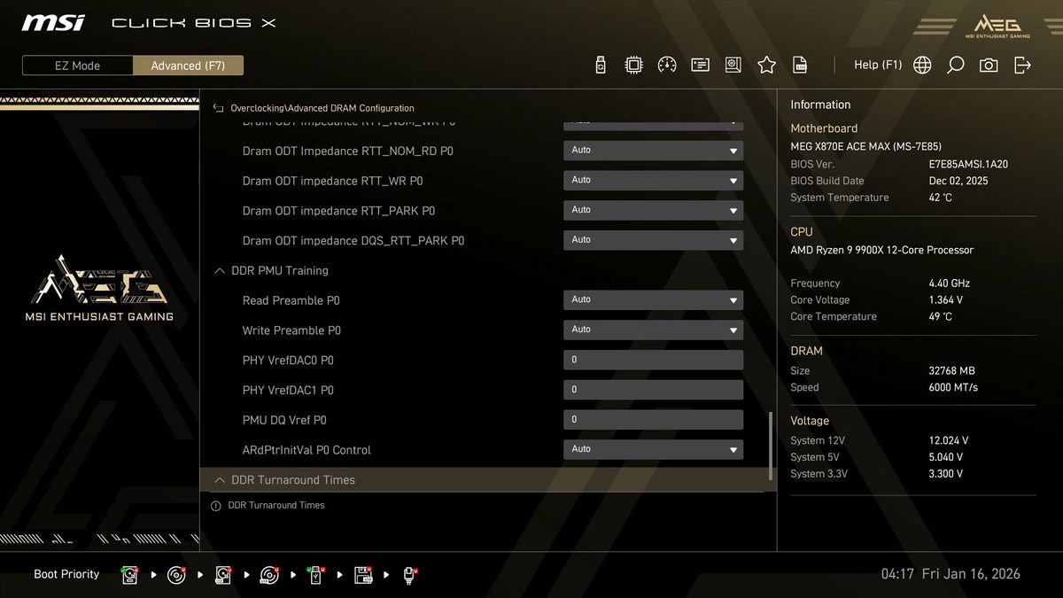 MSI MEG X870E Ace Max - BIOS
