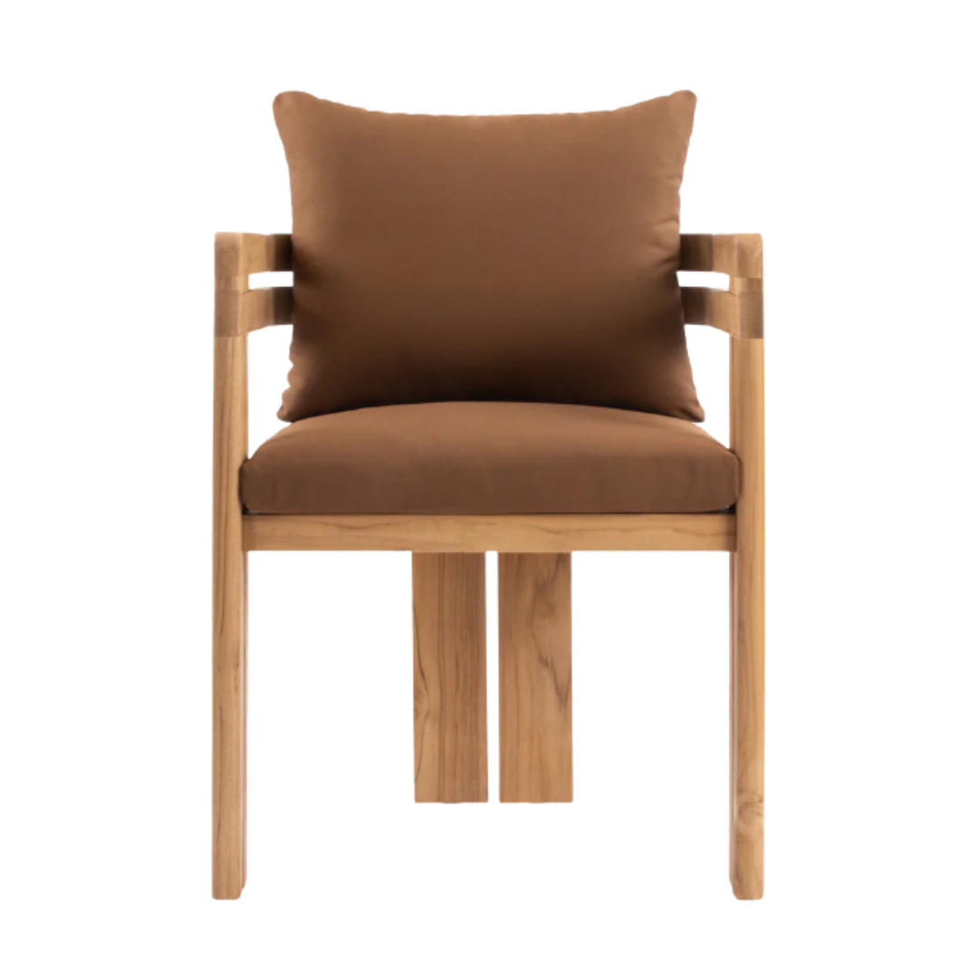 Lusso - Lusso Outdoor Dining Chair, Natural Teak With Mocha Cushions