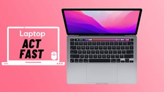 MacBook Pro M2 13 against gradient pink background
