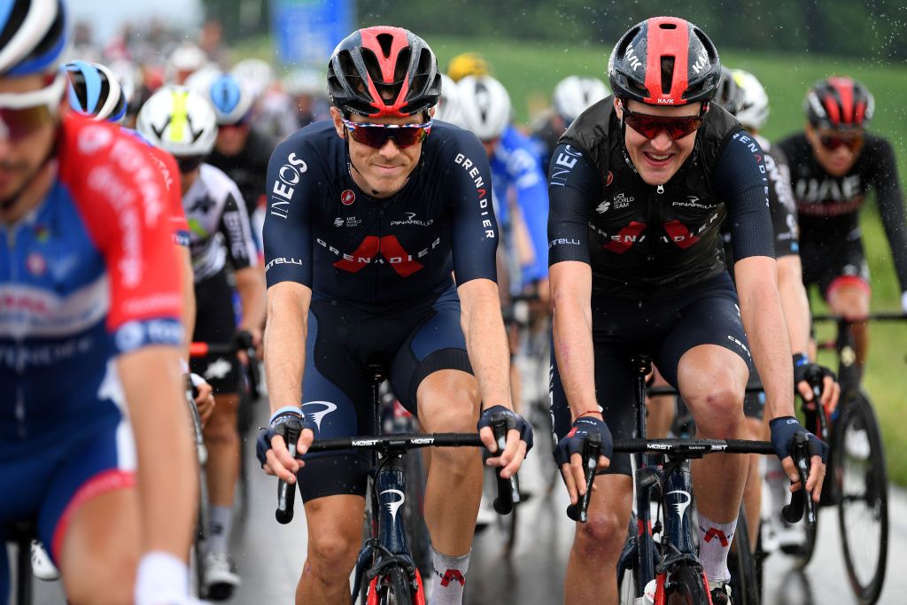 GSTAAD SWITZERLAND JUNE 09 Rohan Dennis of Australia Pavel Sivakov of Russia and Team INEOS Grenadiers during the 84th Tour de Suisse 2021 Stage 4 a 171km stage from St Urbanto Gstaad 1004m UCIworldtour tds tourdesuisse on June 09 2021 in Gstaad Switzerland Photo by Tim de WaeleGetty Images