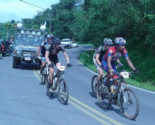 The leaders on a long climb mid-race.