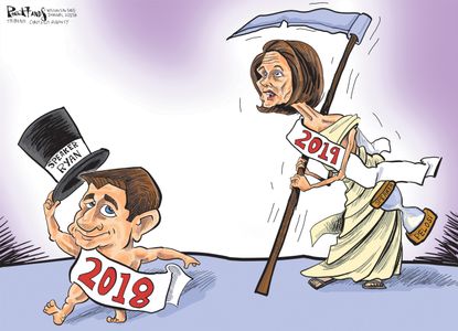 Political cartoon U.S. Nancy Pelosi Paul Ryan new years