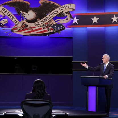 nashville, tennessee october 22 us president donald trump and democratic presidential nominee joe biden participate in the final presidential debate at belmont university on october 22, 2020 in nashville, tennessee this is the last debate between the two candidates before the election on november 3 photo by chip somodevillagetty images