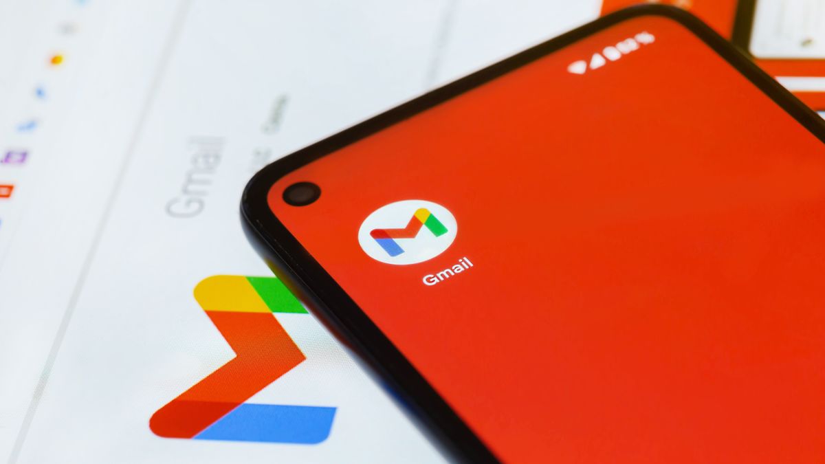 The Gmail logo on a smartphone screen