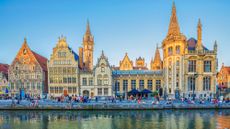 Historic buildings on Graslei quay, Ghent, Belgium