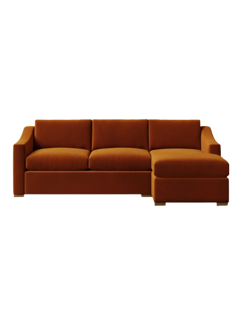 Hollis Slope Arm Chaise Sectional in Performance Velvet 