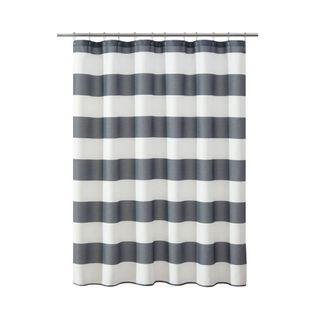 Gray and white stripe shower curtain