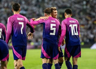 Germany Euro 2024 squad Pascal Gross of Germany (5) celebrates after scoring his team's second goal with Kai Havertz, Toni Kroos and Jamal Musiala (L-R) during the international friendly match between Germany and Greece at Borussia Park Stadium on June 07, 2024 in Moenchengladbach, Germany. (Photo by Lukas Schulze - GES Sportfoto/Getty Images)