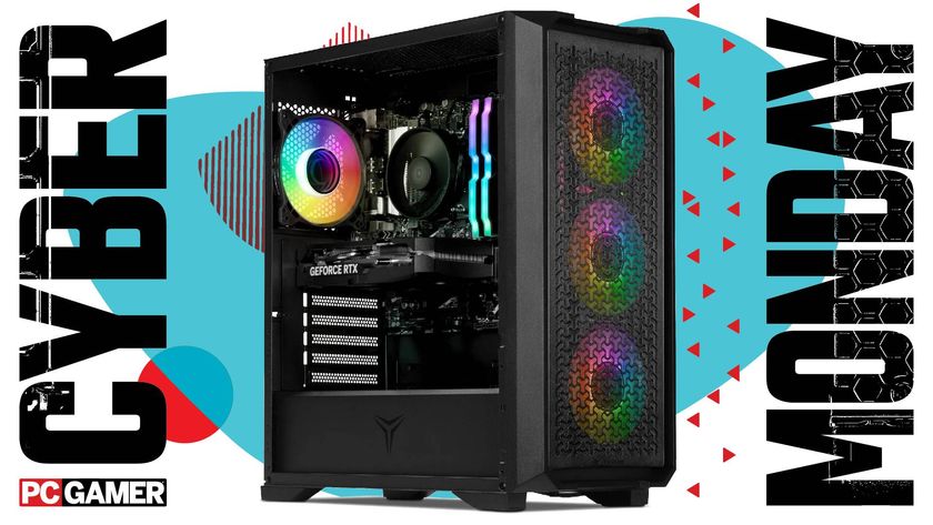 A Yeyian gaming PC on a Cyber Monday background