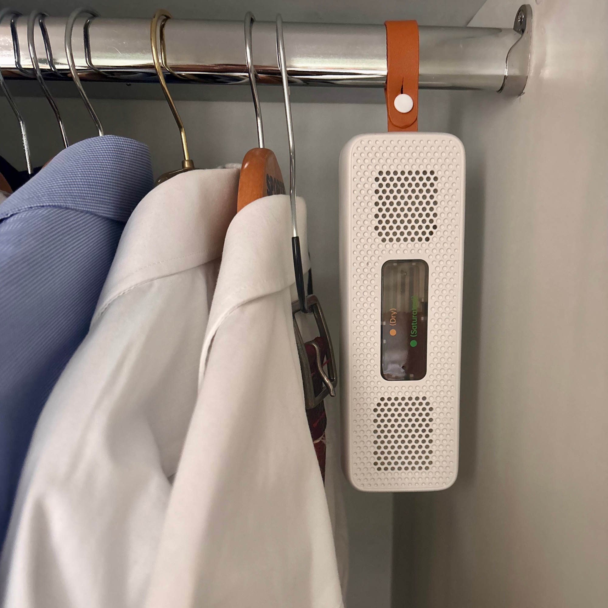 lakeland dehumdifier wand in a wardrobe