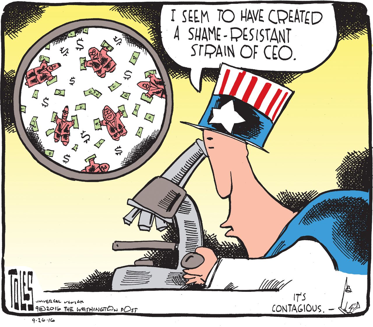 Editorial cartoon U.S. CEOs shameless