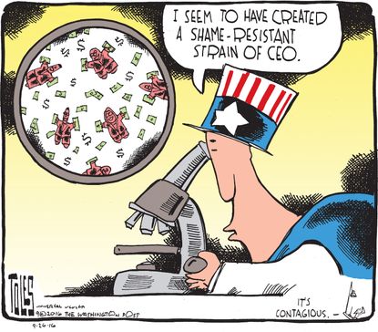 Editorial cartoon U.S. CEOs shameless
