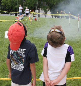 young rocketeers Watch Their Rockets Soar