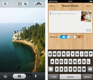 FxCamera allows you to record a voice caption for your photos and share it on Facebook