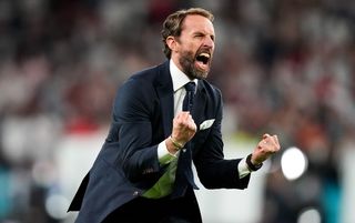 Alleged Manchester United target Gareth Southgate celebrates England reaching the final of Euro 2020