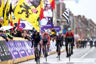 WEVELGEM BELGIUM MARCH 26 Sep Vanmarcke of Belgium and Team Israel Premier Tech reacts crossing the finish line on third place during the 85th GentWevelgem in Flanders Fields 2023 Mens Elite a 2609km one day race from Ypres to Wevelgem UCIWT on March 26 2023 in Wevelgem Belgium Photo by Tim de WaeleGetty Images