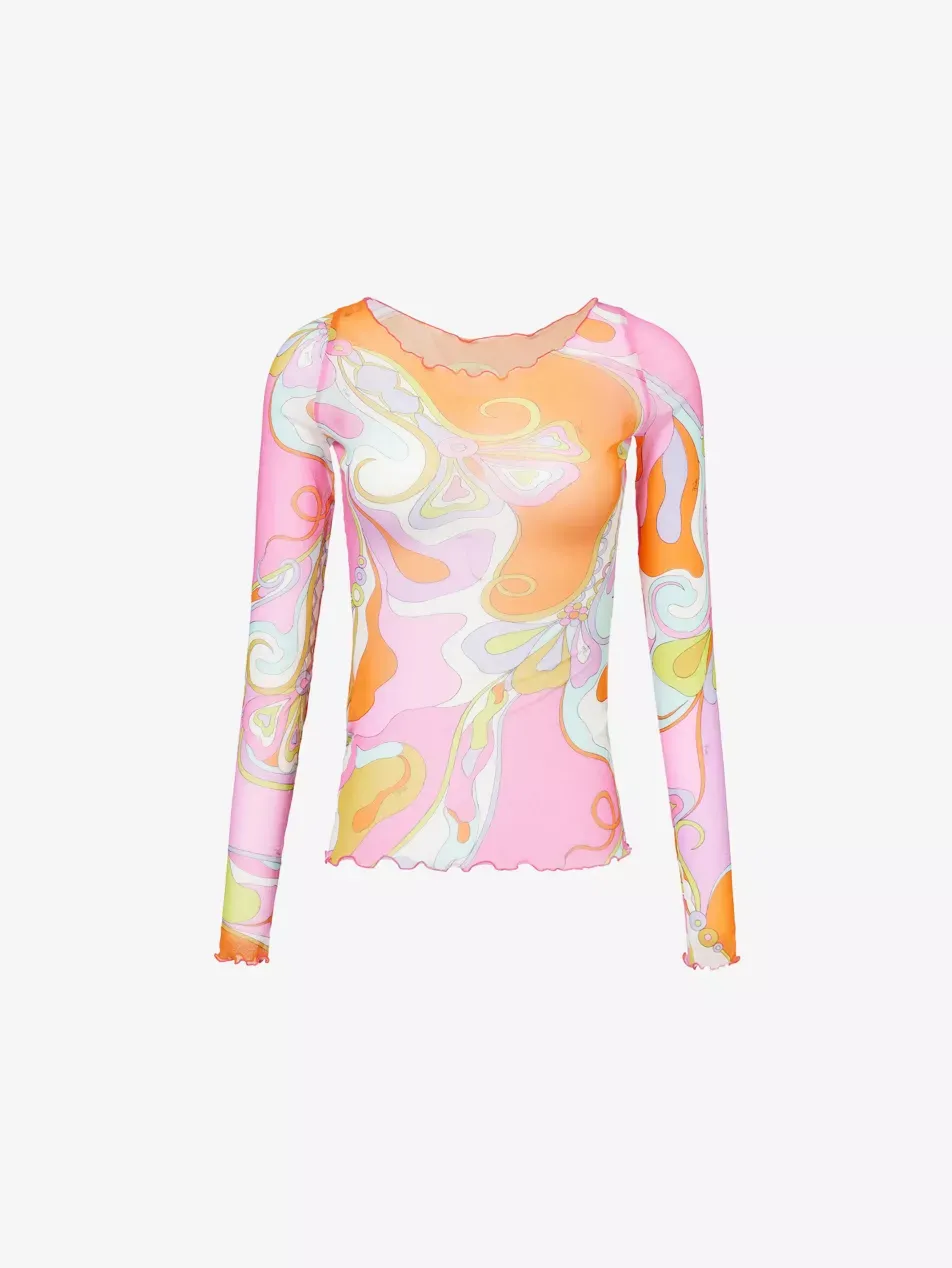 Printed Long-Sleeve Woven T-Shirt - 6