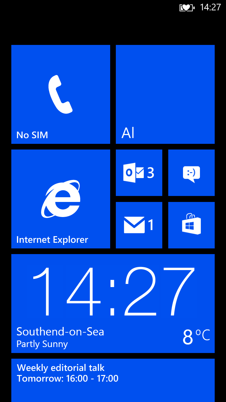 Windows Phone home screen