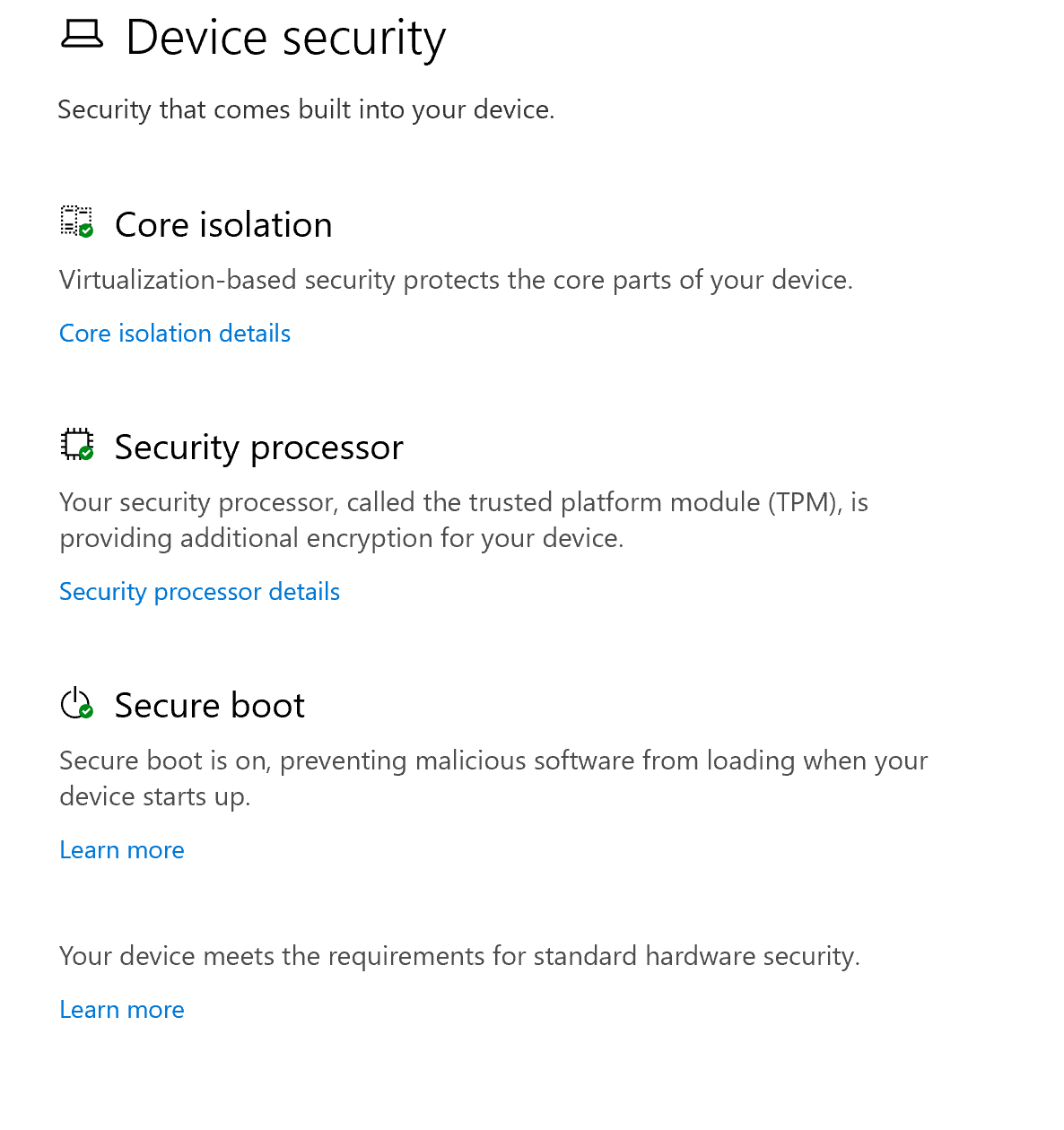 Windows 10 TPM search result
