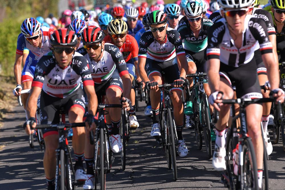 Fabio Aru (UAE Team Emirates) tucked safely in the bunch during stage 4 at the Giro d'Italia