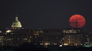 A supermoon rises over Washington on Dec, 3. 2017.