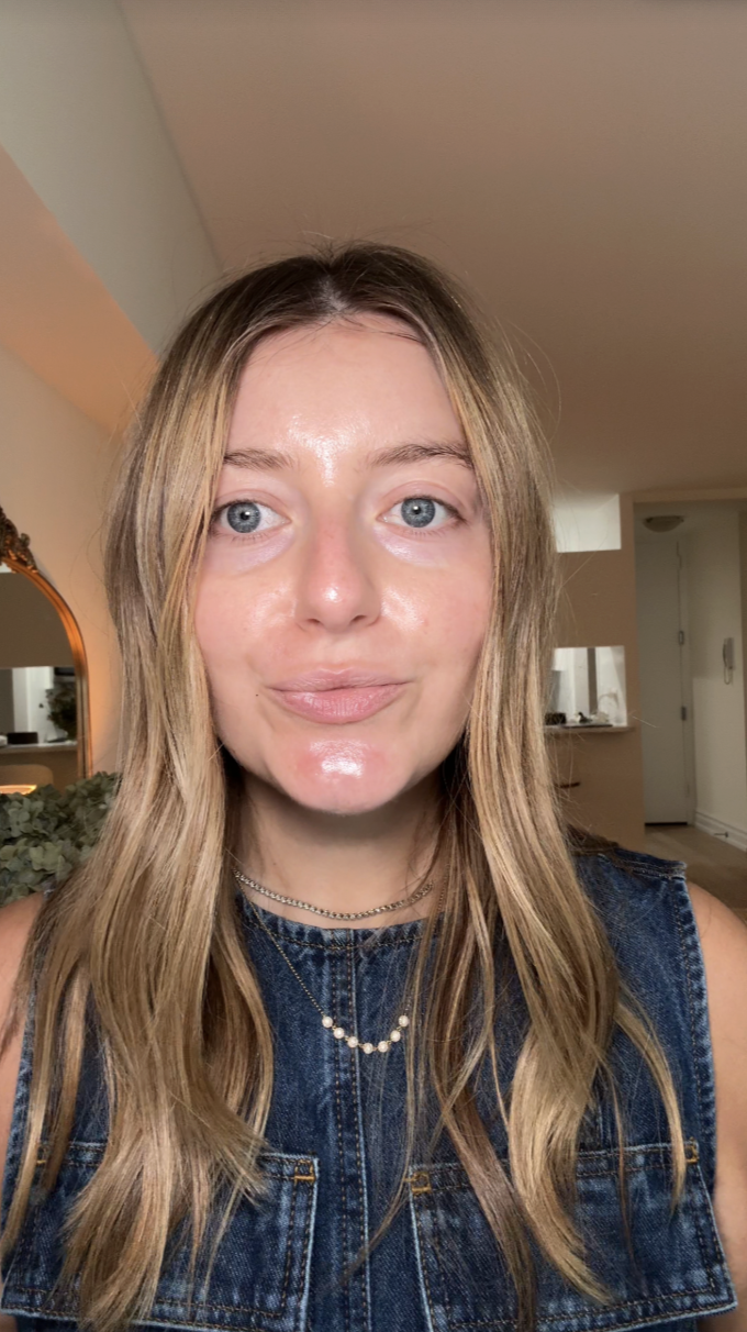 Samantha Holender before applying westman atelier foundation.