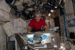 NASA astronaut Mark Vande Hei as seen on the International Space Station in June 2021.