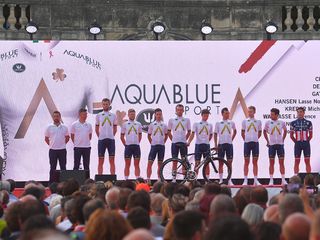 Aqua Blue Sport at the Vuelta a Espana team presentation. The team's debut Grand Tour