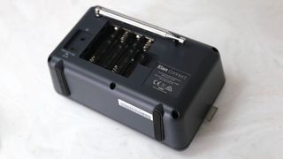 the back of the pure elan connect dab radio, showing an empty battery cavity