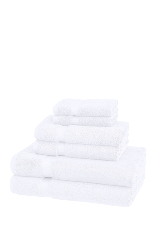 Pinzon Organic Cotton Bathroom Towels, 6 Piece Set, White