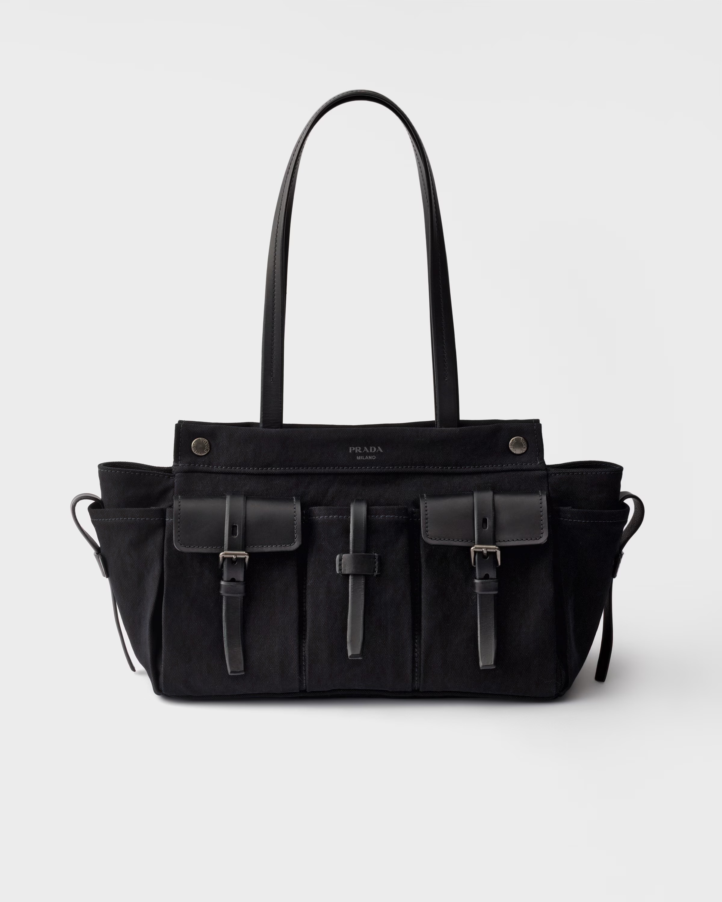 Prada, Route Large Canvas and Leather Tote Bag