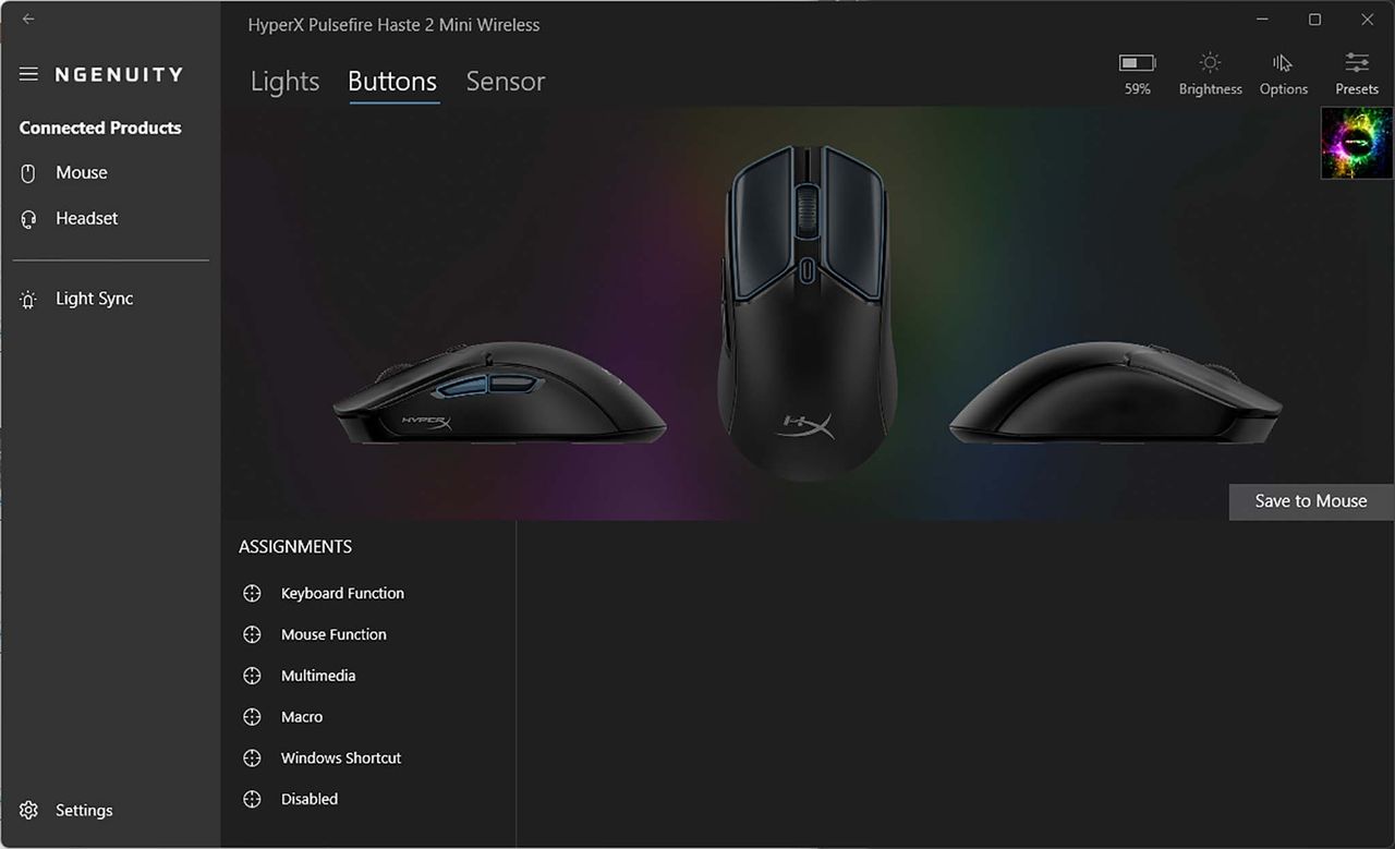HyperX NGENUITY button remapping.