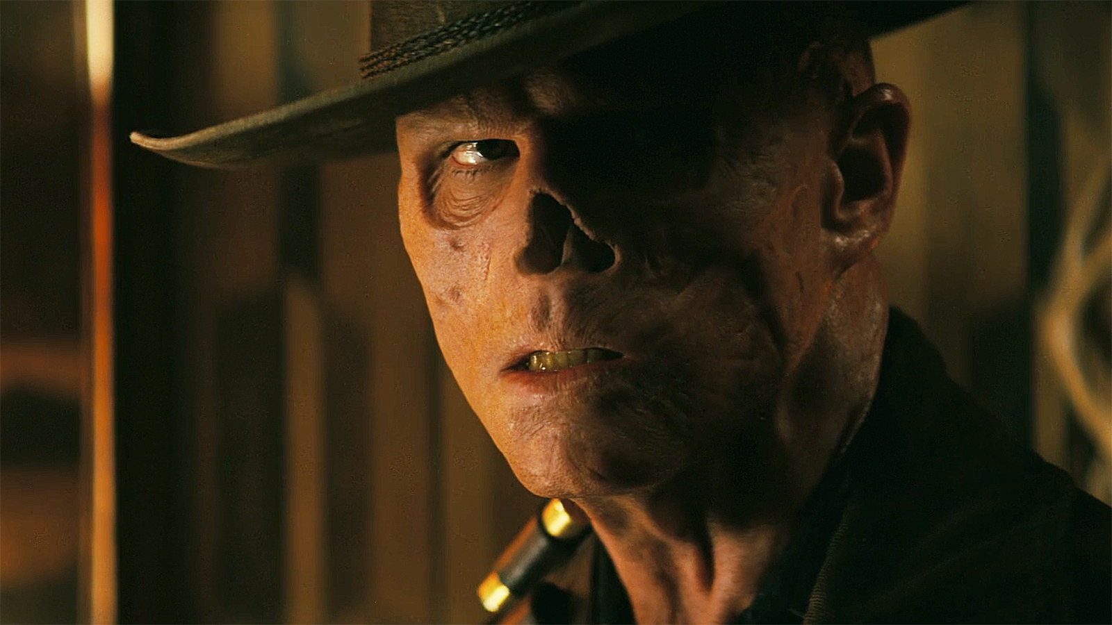 A close up of The Ghoul scowling in Fallout season 2 episode 6