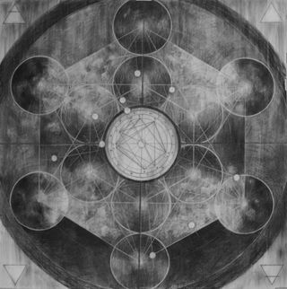 A series of grey and black circles that are interconnected in a way that reflects an astrology map.