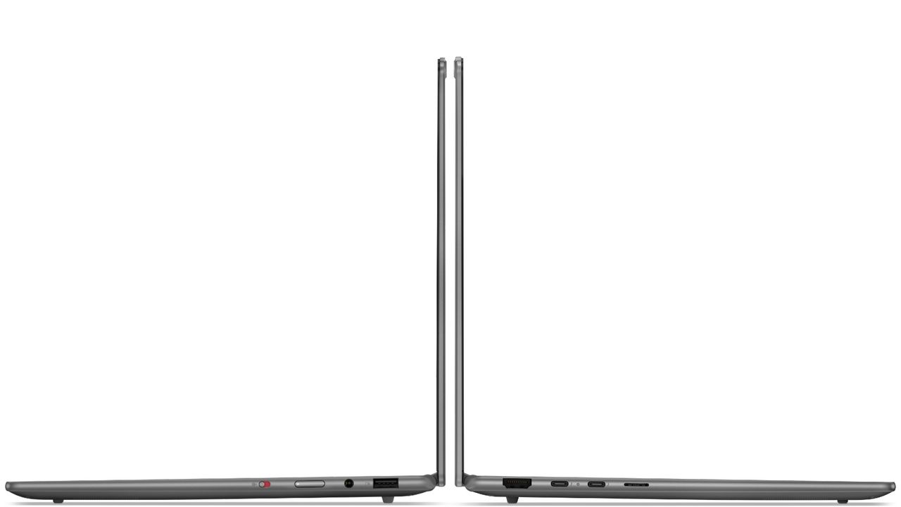 Render of the Lenovo Yoga Slim 7i 14 (Gen 10) Aura Edition on a white background.