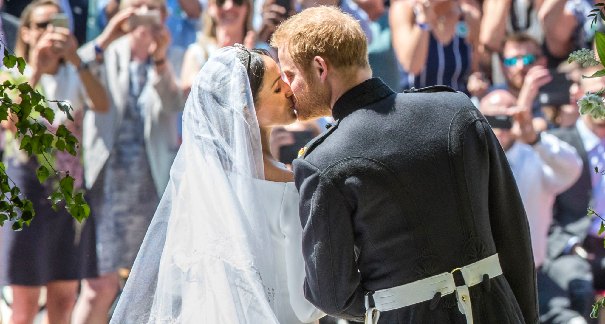 Prince Harry and Meghan Markle kissing on their wedding day