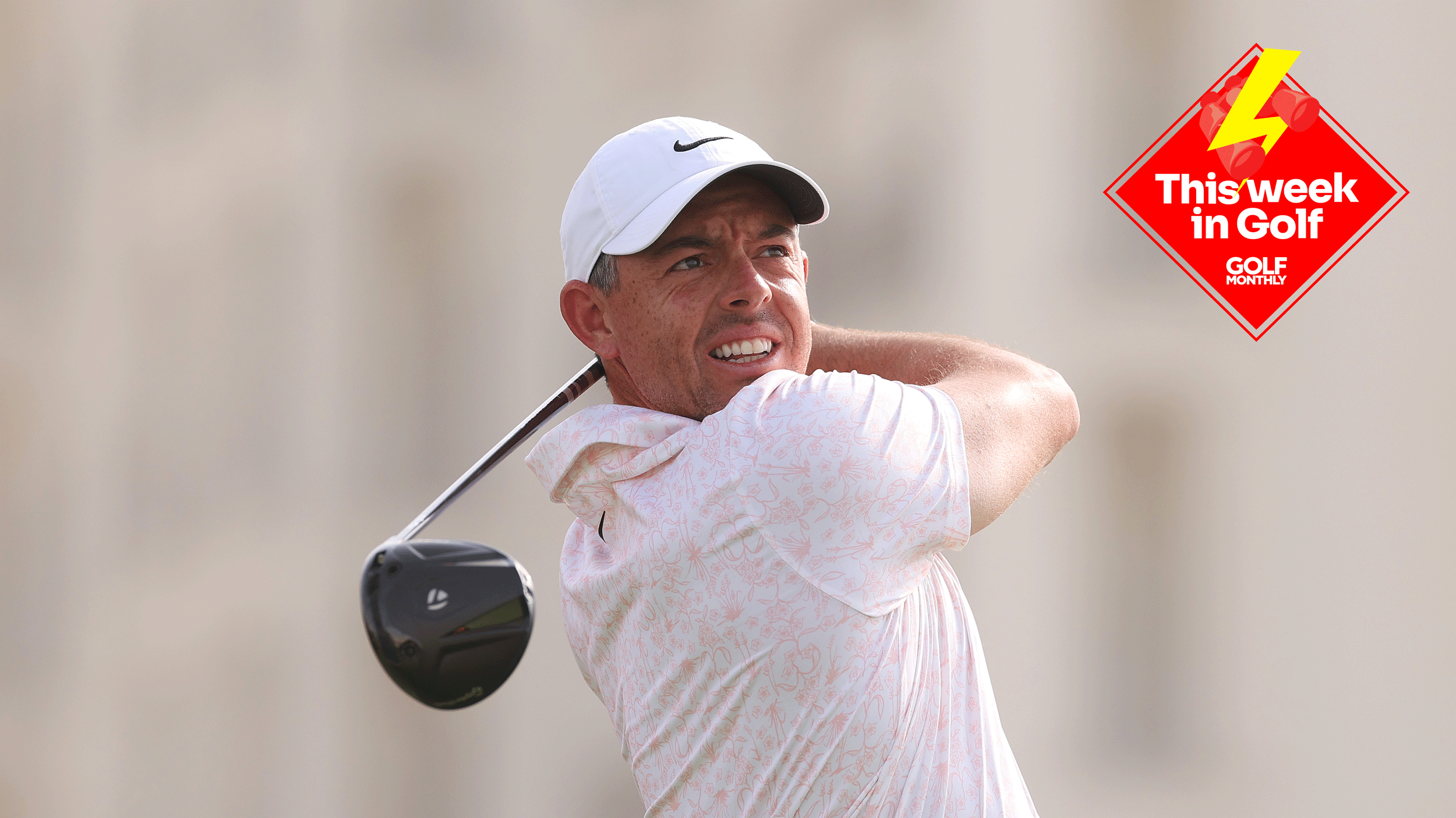 Rory McIlroy hits the new TaylorMade Qi4D driver in a practice round ahead of the Abu Dhabi HSBC Championship