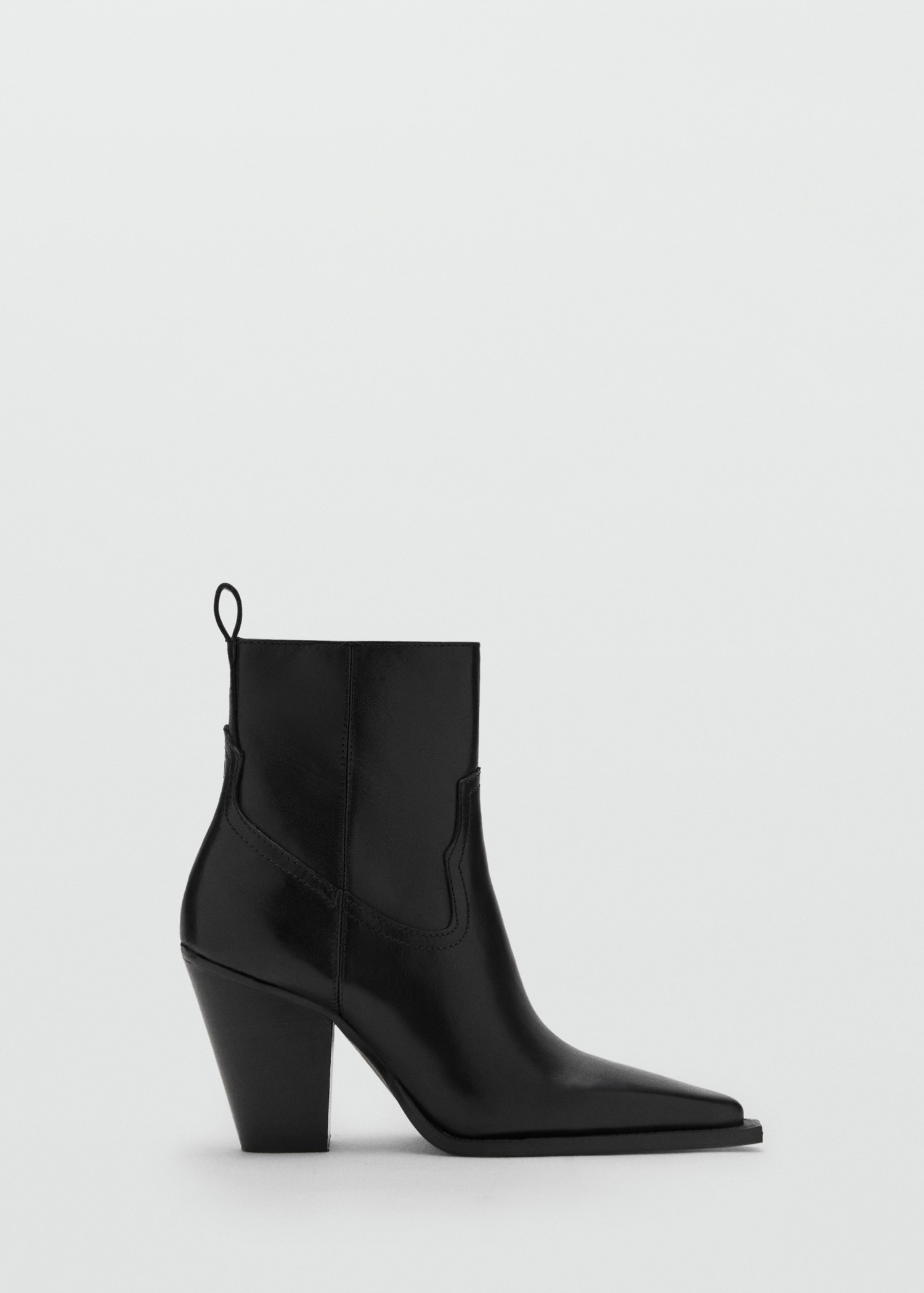 Leather Ankle Boots With Block Heel - Women | Mango United Kingdom