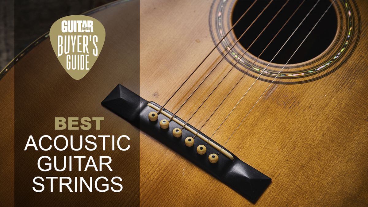 Close up of the bridge and strings on an acoustic guitar