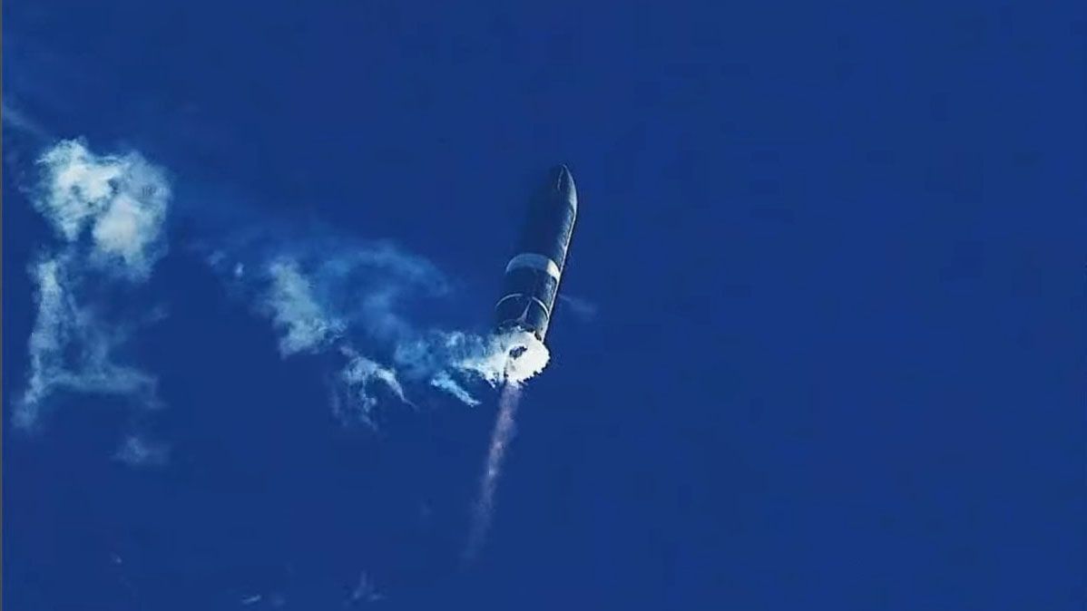 SpaceX's Starship SN8 prototype is seen during its first high-altitude test flight from Boca Chica, Texas on Dec. 9, 2020.