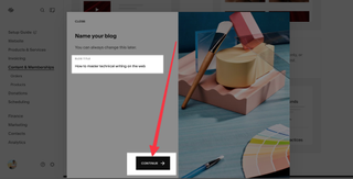 screeshot of the blog making process on squarespace