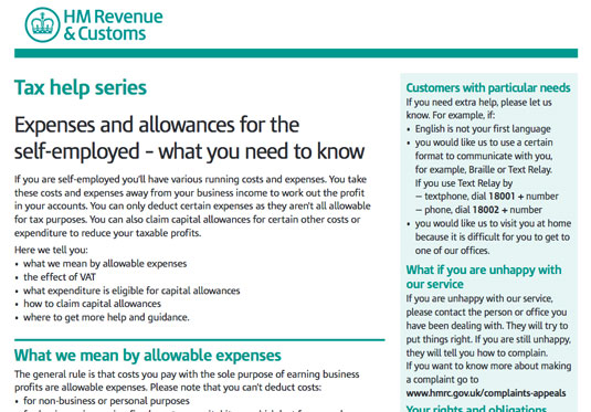 Expenses and allowances for the self-employed