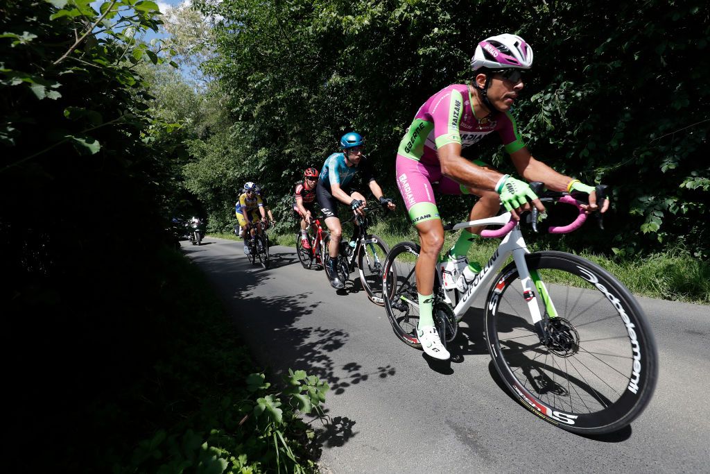 SCHERPENHEUVELZICHEM BELGIUM JUNE 11 Mirco Maestri of Italy and Team Bardiani CSF Faizanein the Breakaway during the 90th Baloise Belgium Tour 2021 Stage 3 a 1744km stage from Gingelom to ScherpenheuvelZichem baloisebelgiumtour on June 11 2021 in ScherpenheuvelZichem Belgium Photo by Bas CzerwinskiGetty Images
