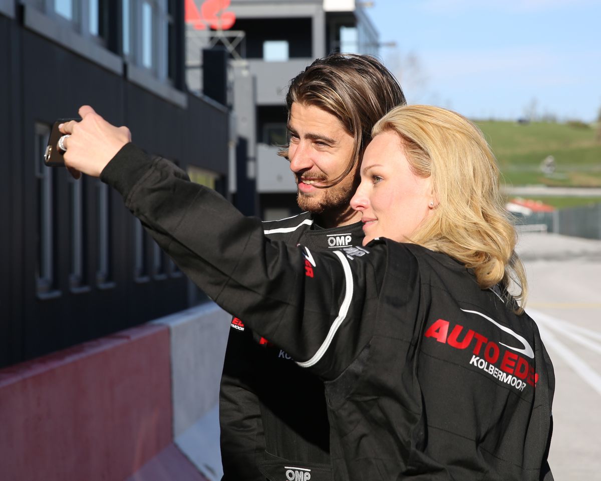 Christina Surer takes a selfie with Peter Sagan