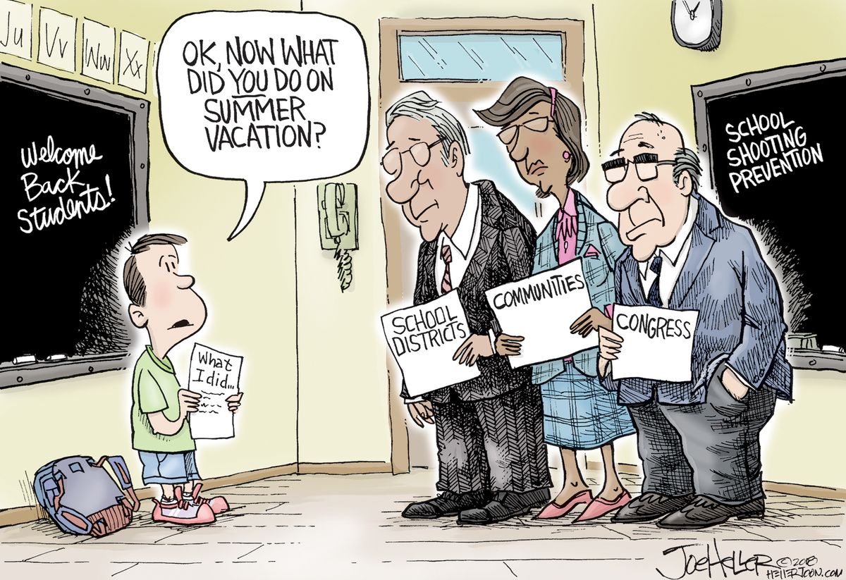 Political cartoon U.S. shootings back to school students congress ...