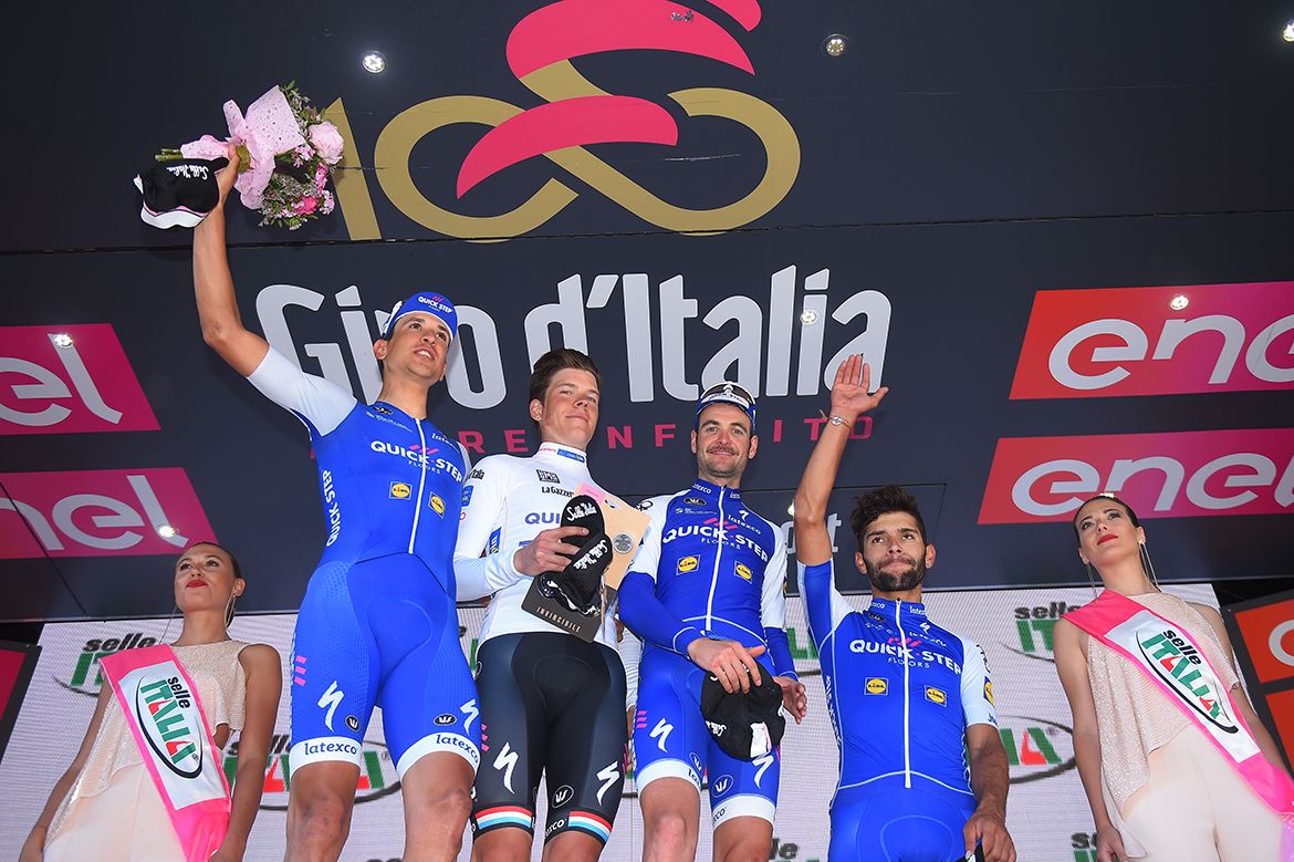 Quick-Step Floors on the podium at the Giro d'Italia